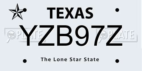 YZB97Z Texas License Plate