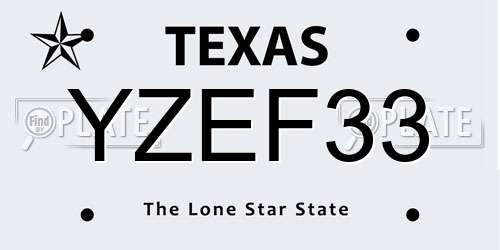 YZEF33 Texas License Plate