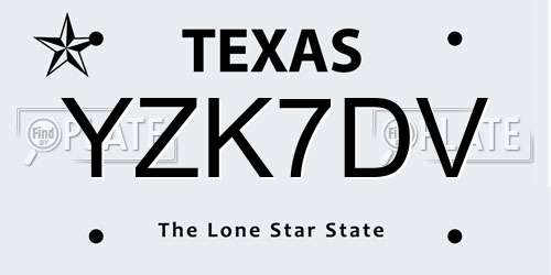 YZK7DV Texas License Plate