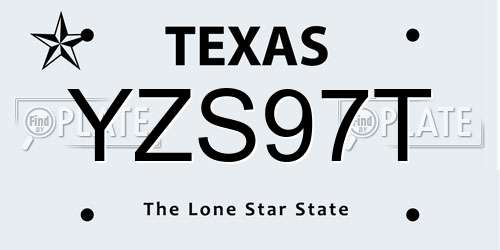 YZS97T Texas License Plate