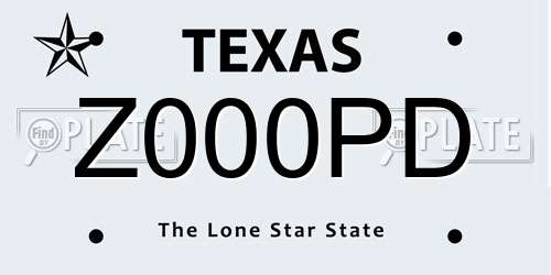 Z000PD Texas License Plate