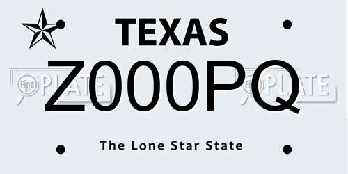 Z000PQ Texas License Plate