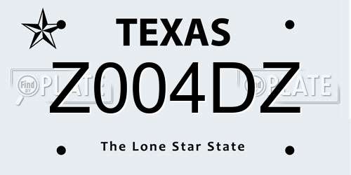 Z004DZ Texas License Plate