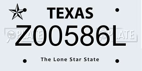 Z00586L Texas License Plate