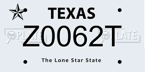 Z0062T Texas License Plate