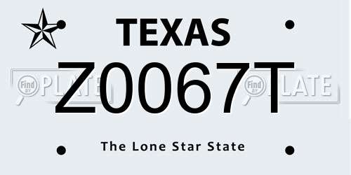 Z0067T Texas License Plate