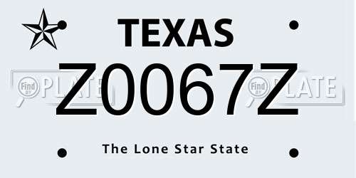 Z0067Z Texas License Plate