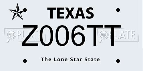 Z006TT Texas License Plate