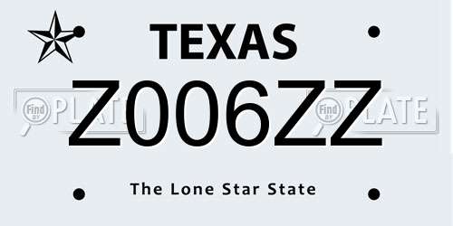 Z006ZZ Texas License Plate
