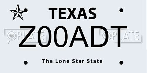 Z00ADT Texas License Plate