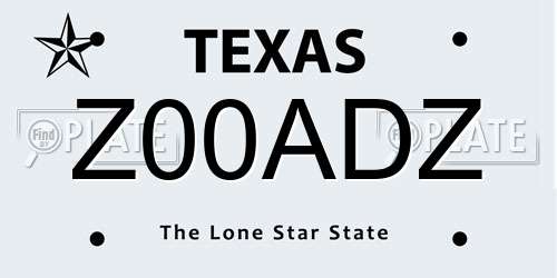 Z00ADZ Texas License Plate