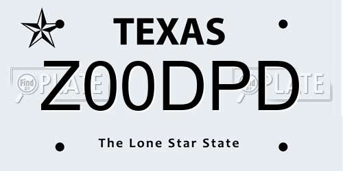 Z00DPD Texas License Plate