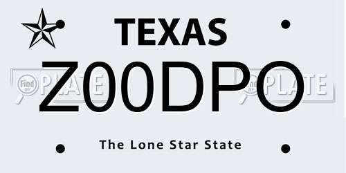 Z00DPO Texas License Plate