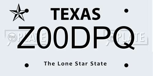 Z00DPQ Texas License Plate