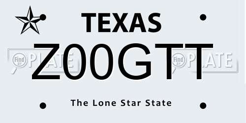 Z00GTT Texas License Plate