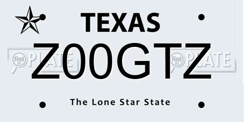 Z00GTZ Texas License Plate