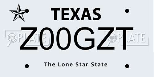 Z00GZT Texas License Plate