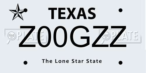 Z00GZZ Texas License Plate