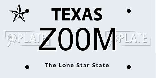 Z00M Texas License Plate