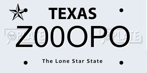 Z00OPO Texas License Plate