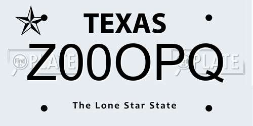 Z00OPQ Texas License Plate
