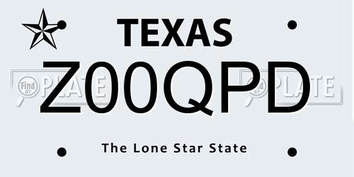 Z00QPD Texas License Plate