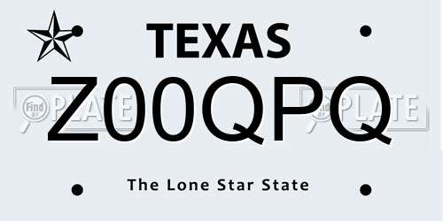 Z00QPQ Texas License Plate