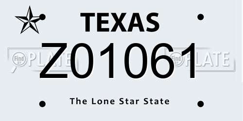 Z01061 Texas License Plate