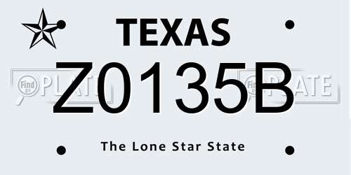 Z0135B Texas License Plate