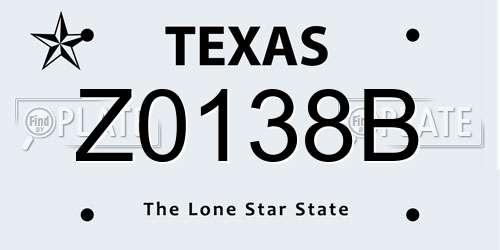 Z0138B Texas License Plate