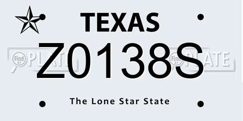 Z0138S Texas License Plate