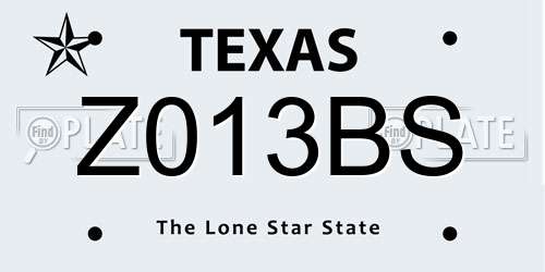 Z013BS Texas License Plate