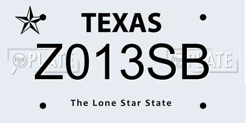 Z013SB Texas License Plate