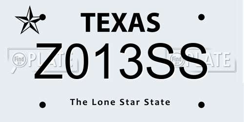 Z013SS Texas License Plate
