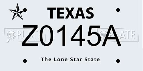 Z0145A Texas License Plate
