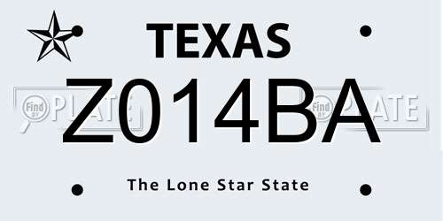 Z014BA Texas License Plate