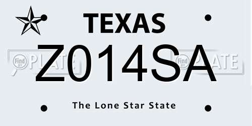 Z014SA Texas License Plate
