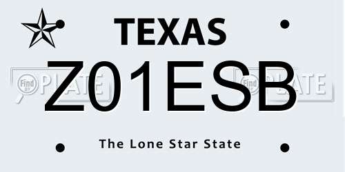 Z01ESB Texas License Plate