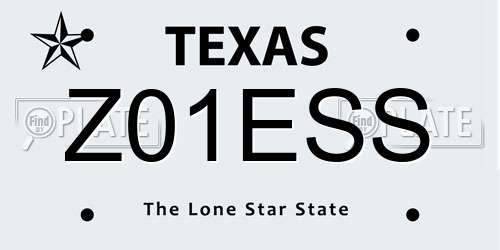 Z01ESS Texas License Plate