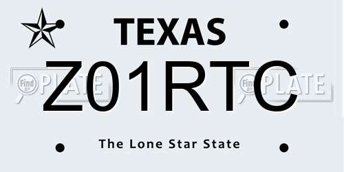 Z01RTC Texas License Plate