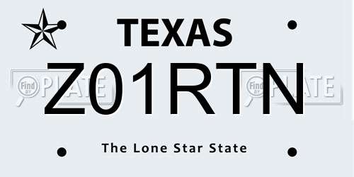 Z01RTN Texas License Plate