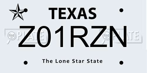 Z01RZN Texas License Plate