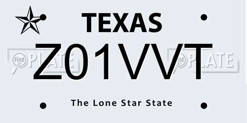 Z01VVT Texas License Plate