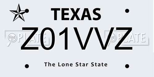 Z01VVZ Texas License Plate