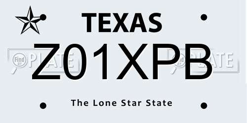 Z01XPB Texas License Plate