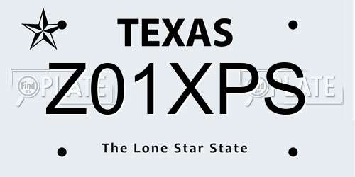 Z01XPS Texas License Plate