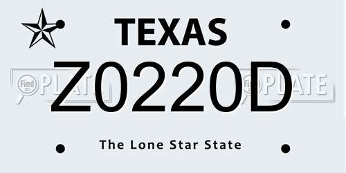 Z0220D Texas License Plate