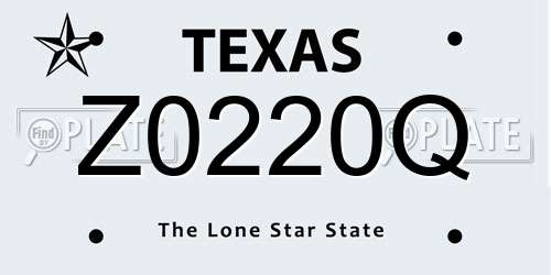 Z0220Q Texas License Plate
