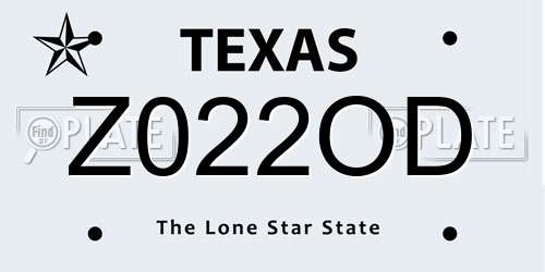 Z022OD Texas License Plate