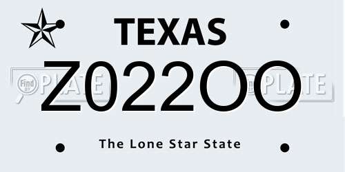 Z022OO Texas License Plate